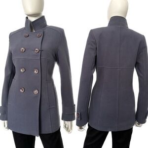 NWT WOMEN DOUBLE-BREASTED COAT STAND-UP COLLAR JACKET‎ LINED INSULATED PEACOAT